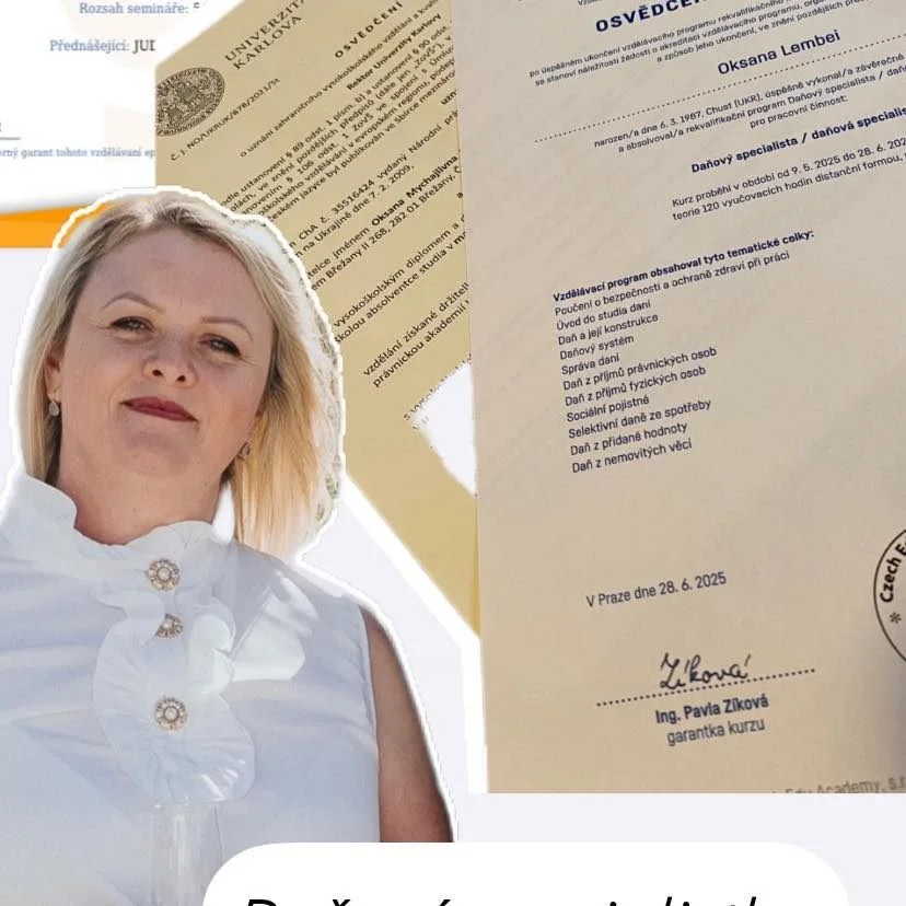 Сертифікат Daňový specialista, 120 годин, Прага, 28.06.2025